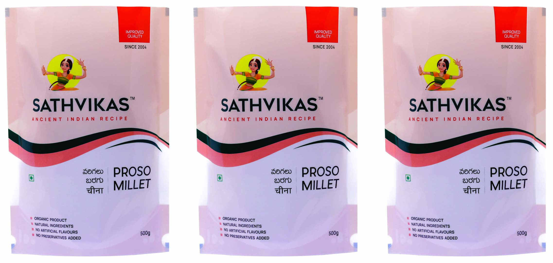 Sathvikas Varigalu / Proso Millet (500 grams) Pack Of 3.